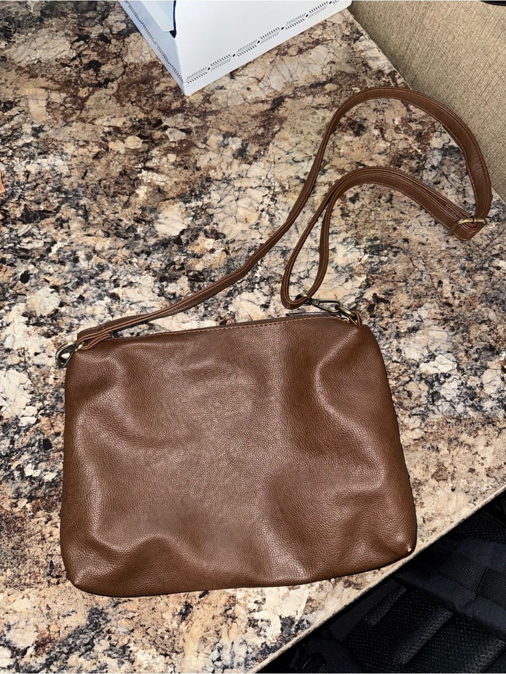 Joy Susan Brown Leather Crossbody Bag